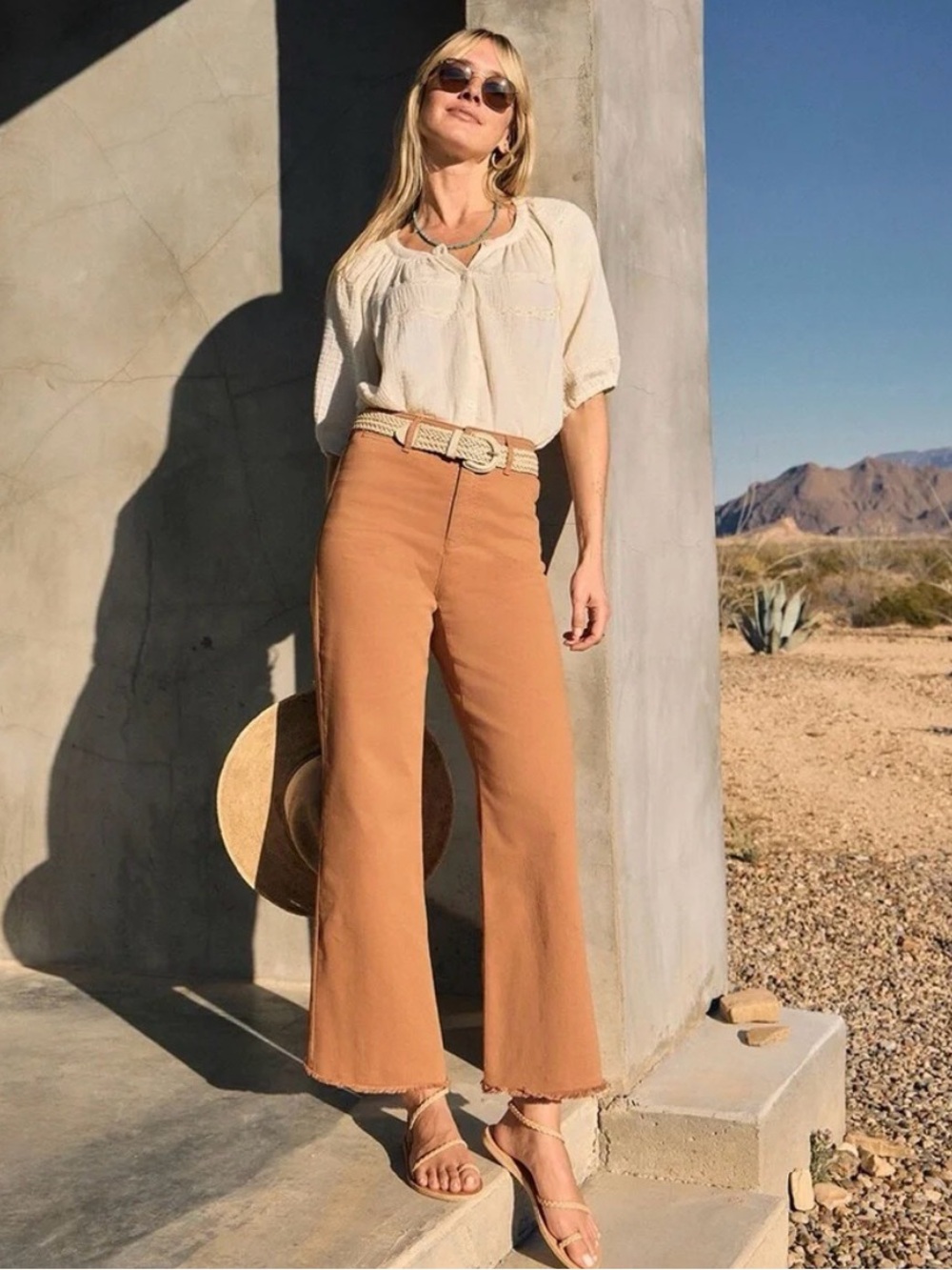 Marine Layer Bridget High Waist Raw Hem Wide Leg Pants Size 6